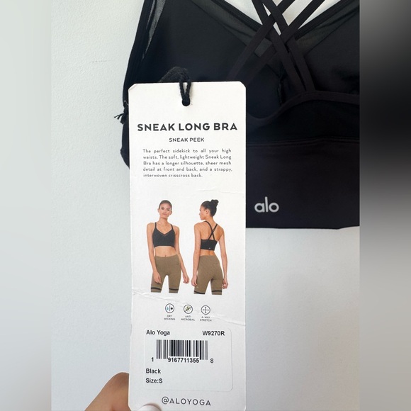 Alo Yoga Sneak Long Bra in Black - Size S - Picture 12 of 14
